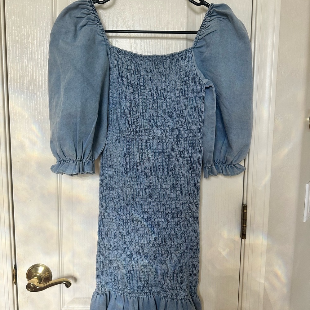 Pinkblush Textured Denim Smocked Dress